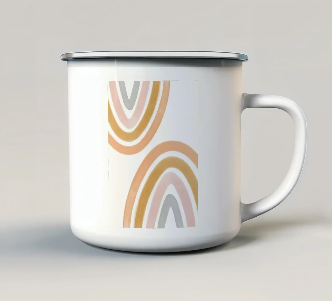 2 arcobaleni in tonalità calde tazza in smalto da NouveauPrints
