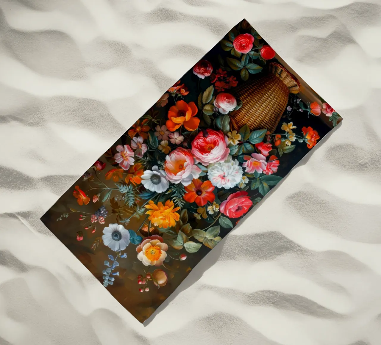 Un bodegón con flores toalla de playa de Imagine
