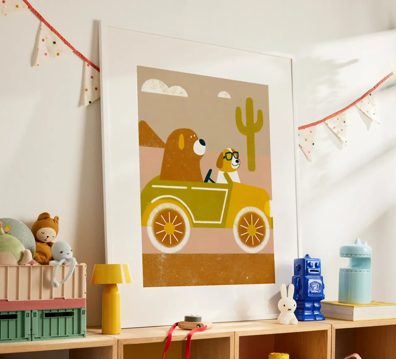 Auto con orso e cane carta hahnemühle da THE LATEST SHOP
