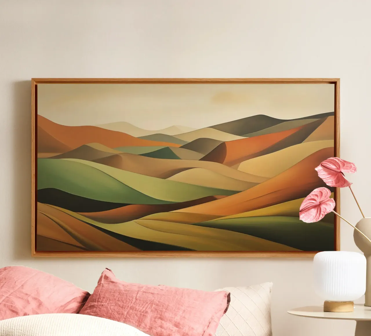 Abstract landschap canvas met Baklijst van Imagine