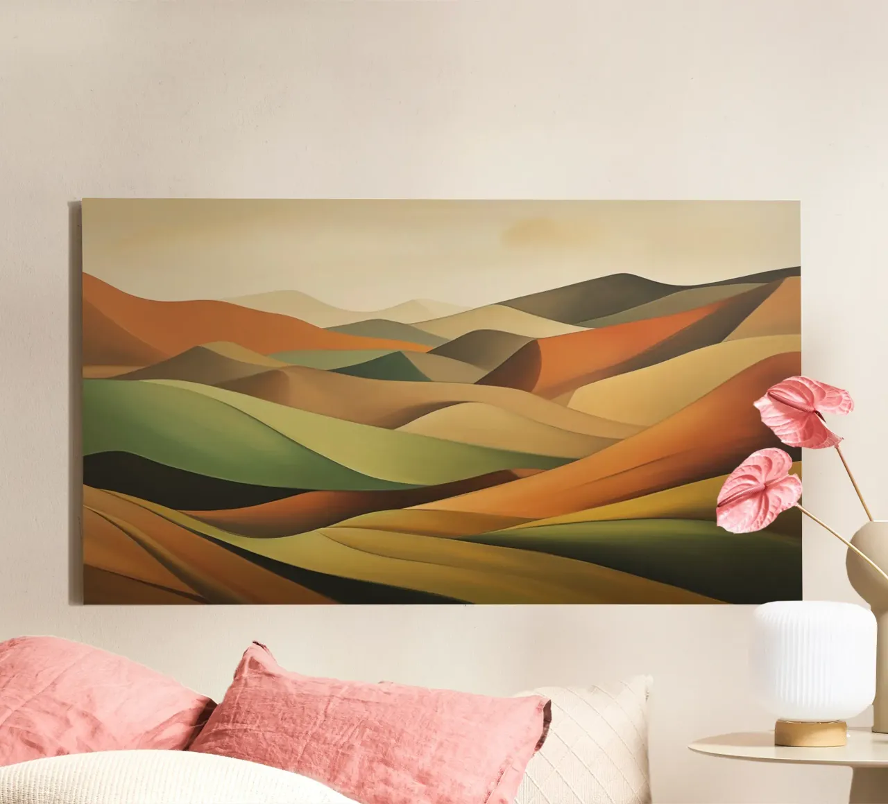 Abstract landschap canvas met Baklijst van Imagine
