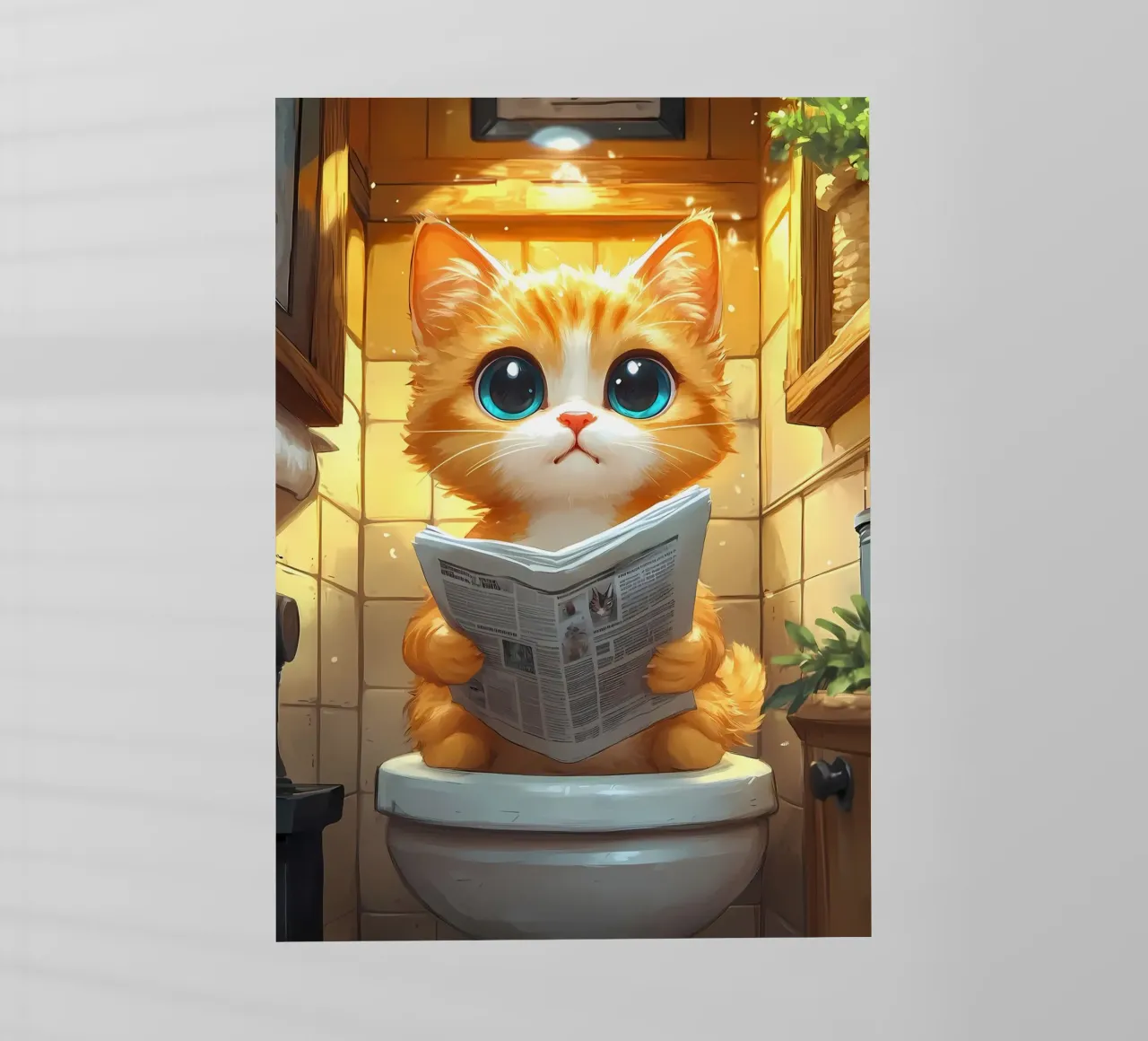 gatto bagno giornale piastrelle pelliccia arancione pellicola backlit da Ashish Kashyap