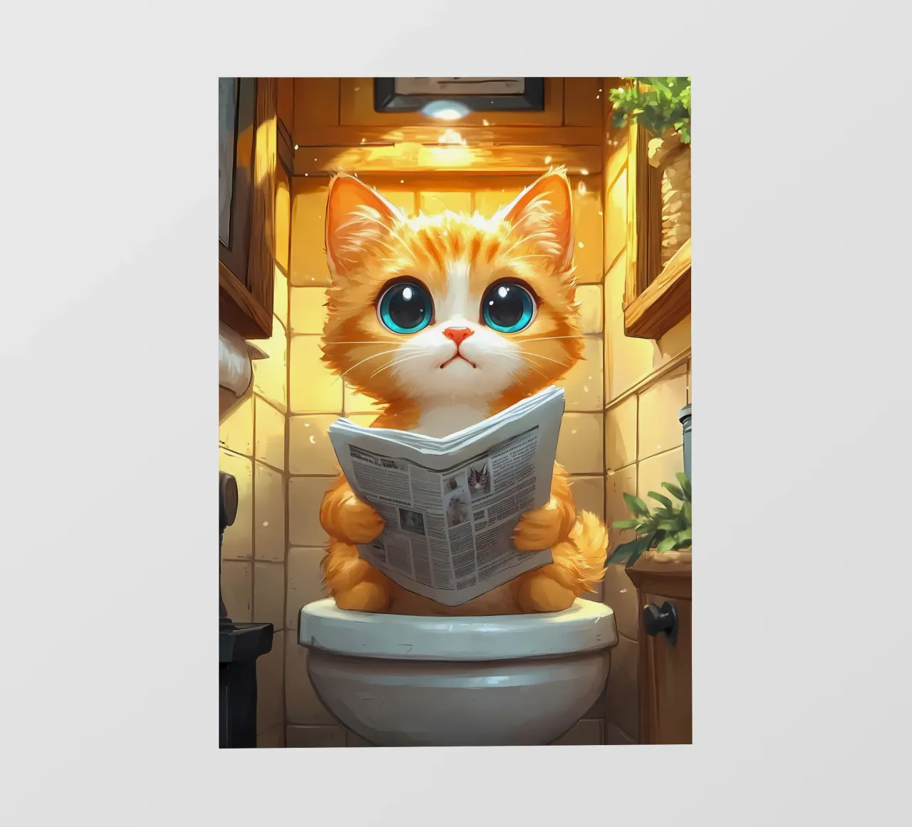 gatto bagno giornale piastrelle pelliccia arancione pellicola backlit da Ashish Kashyap