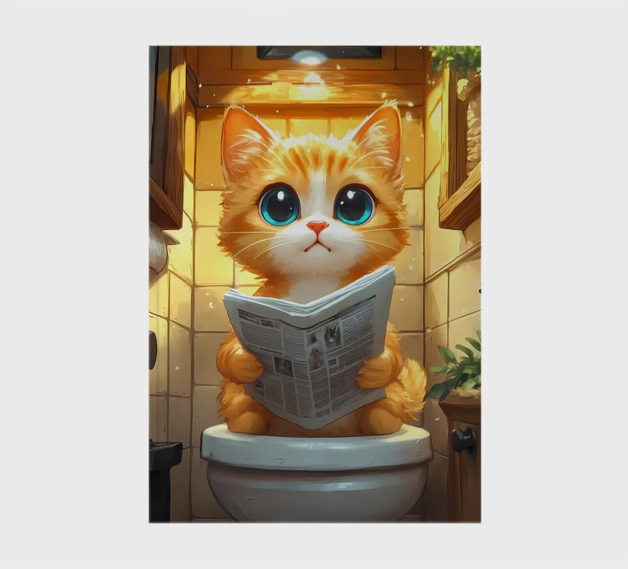cat bathroom toilet newspaper tiles orange fur notebook by Ashish Kashyap