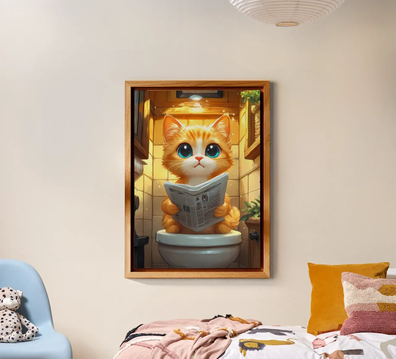 gatto bagno giornale piastrelle pelliccia arancione alluminio dibond da Ashish Kashyap