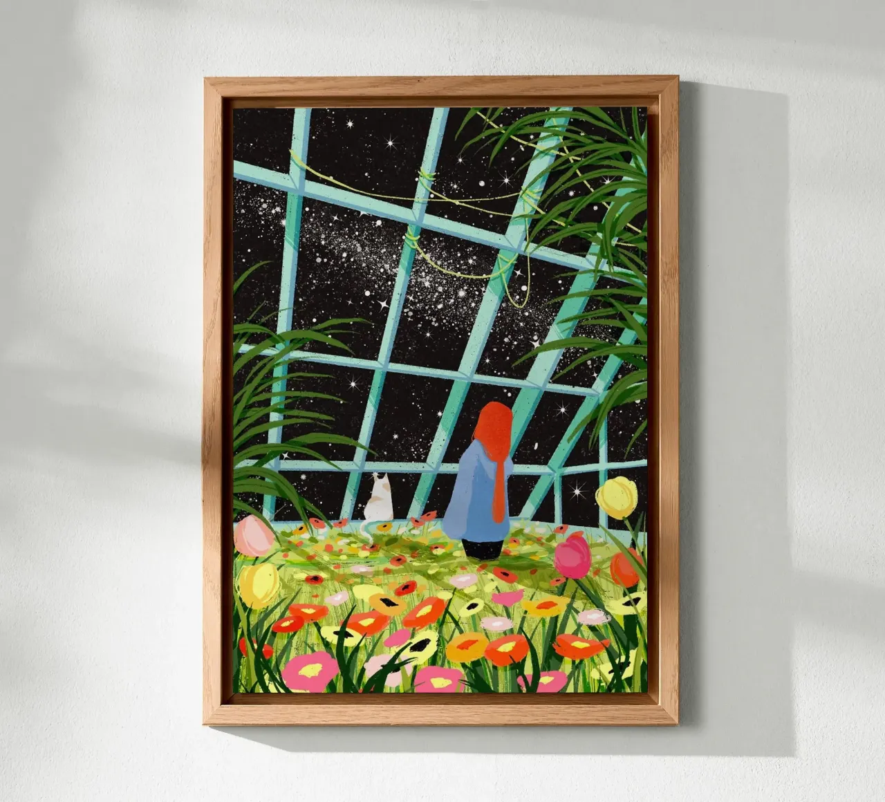 Frau Katze Blumen Alu-Dibond von John C Labut