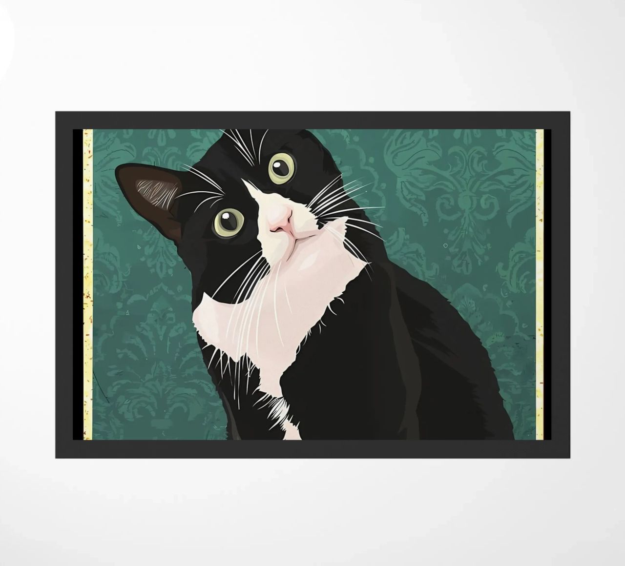 cat humor quote text eyes black and white cat whiskers doormat by Daniel Medina