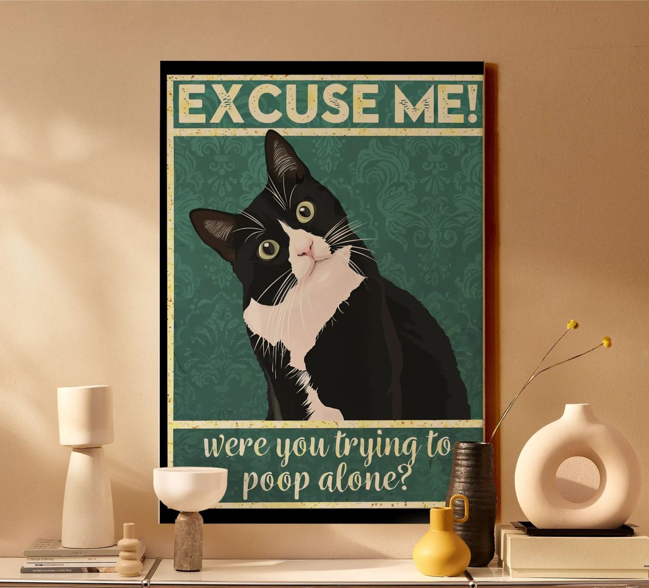 cat humor quote text eyes black and white cat whiskers canvas by Daniel Medina