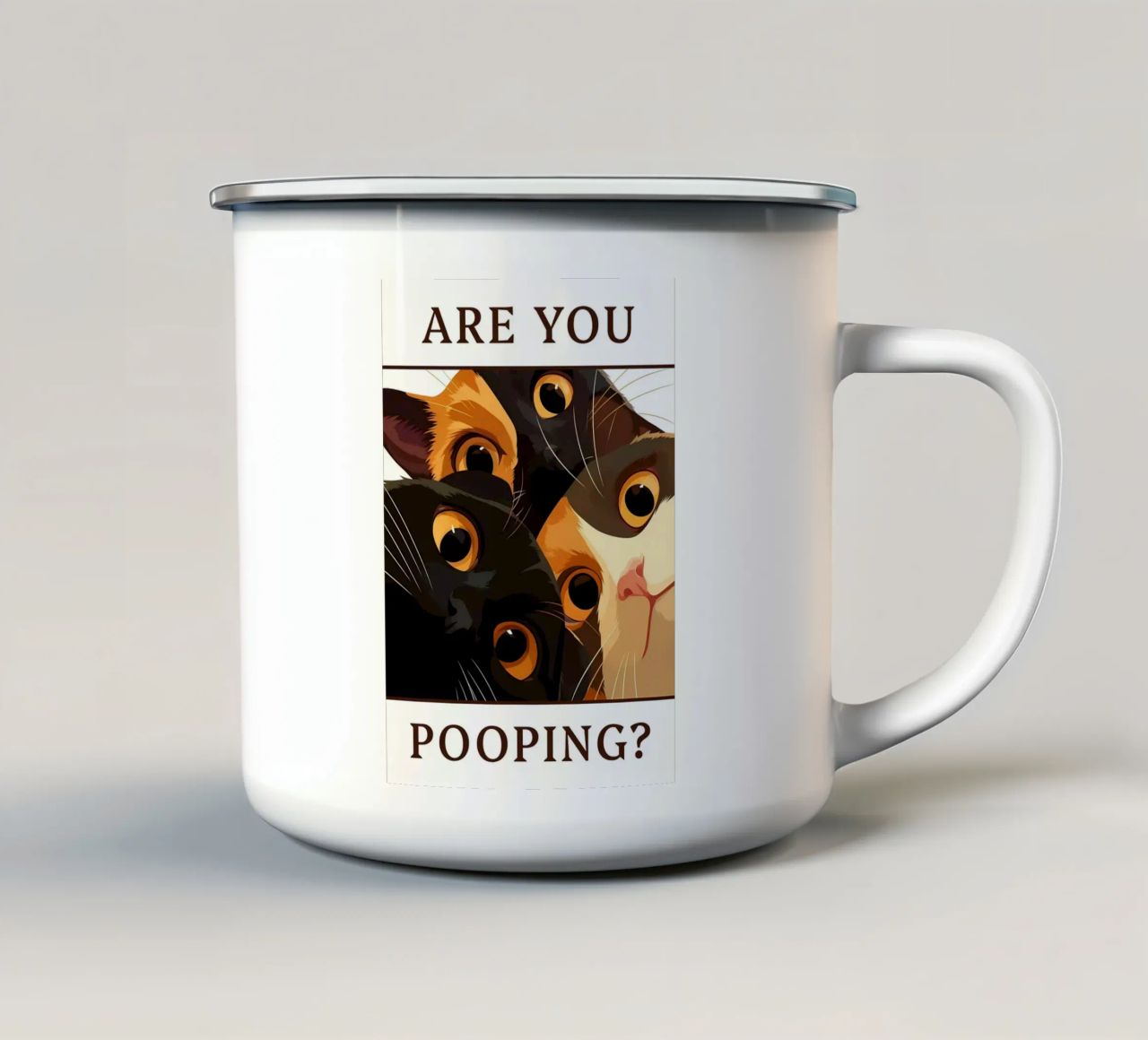 gatti occhi primo piano espressioni facciali testo tipografia tazza in smalto da Demetrius Parker