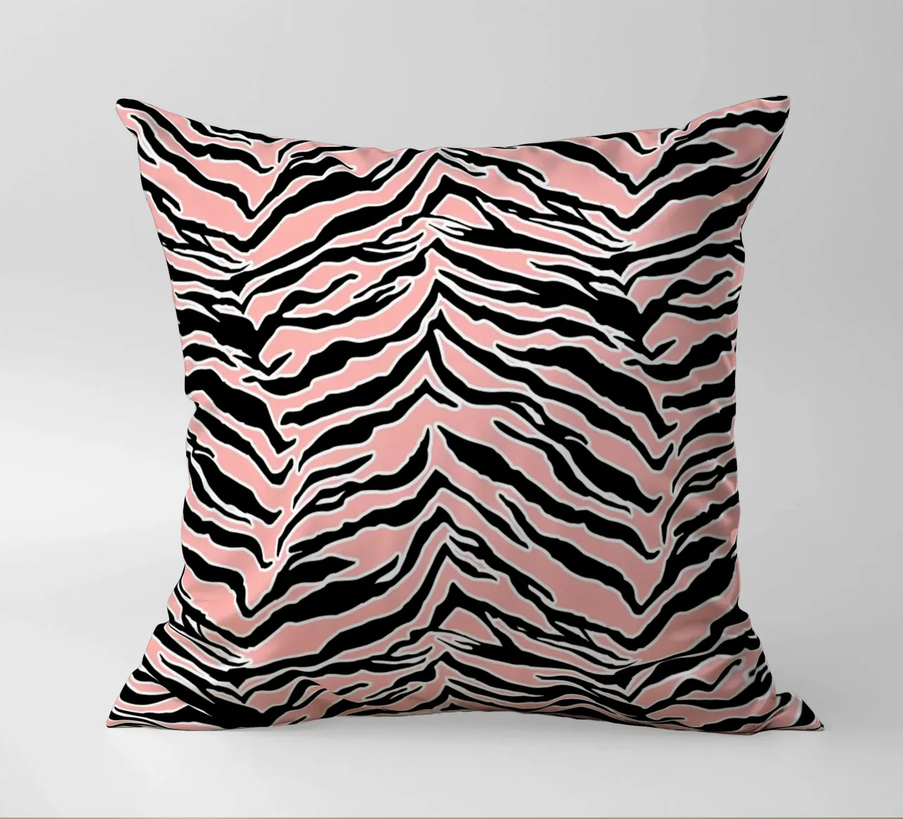 Tiger Print Blush Peach decorative cushion by SilverPegasus