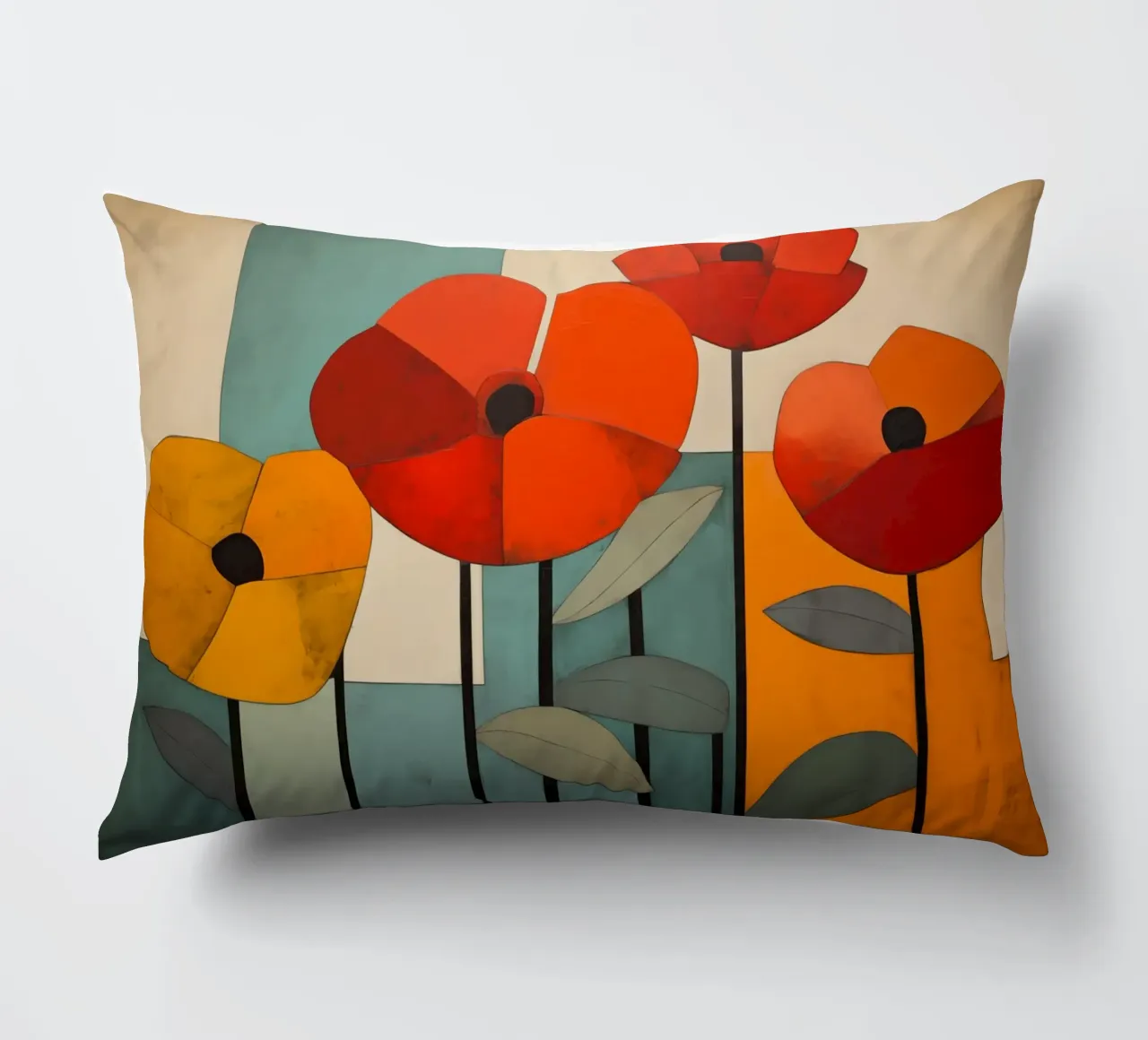 Abstract poppies decorative cushion by Imagine