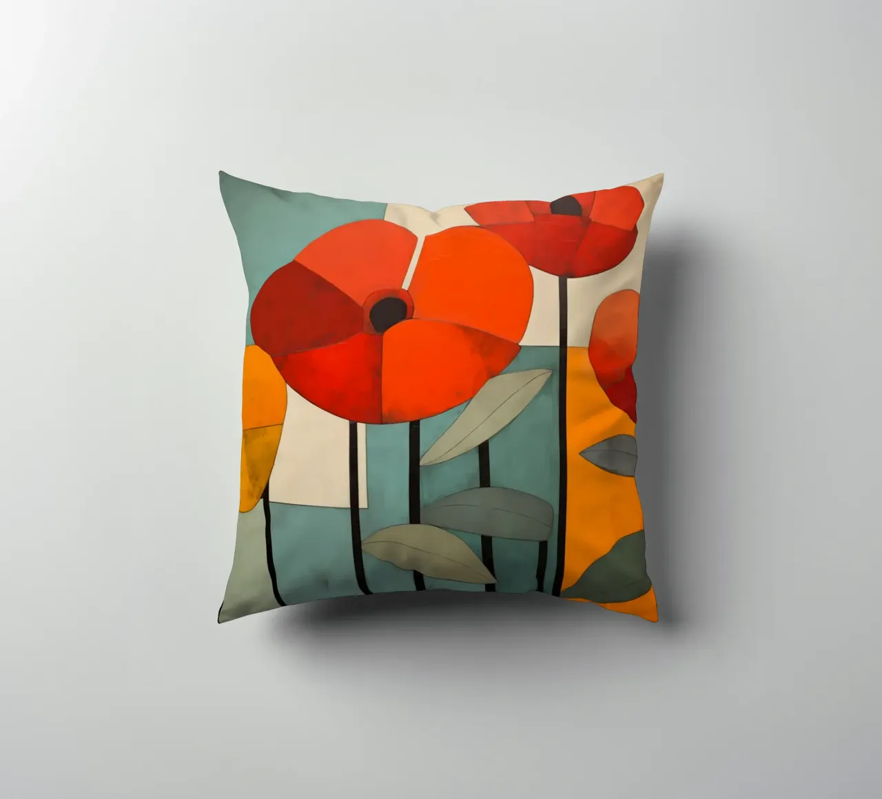 Abstract poppies decorative cushion by Imagine