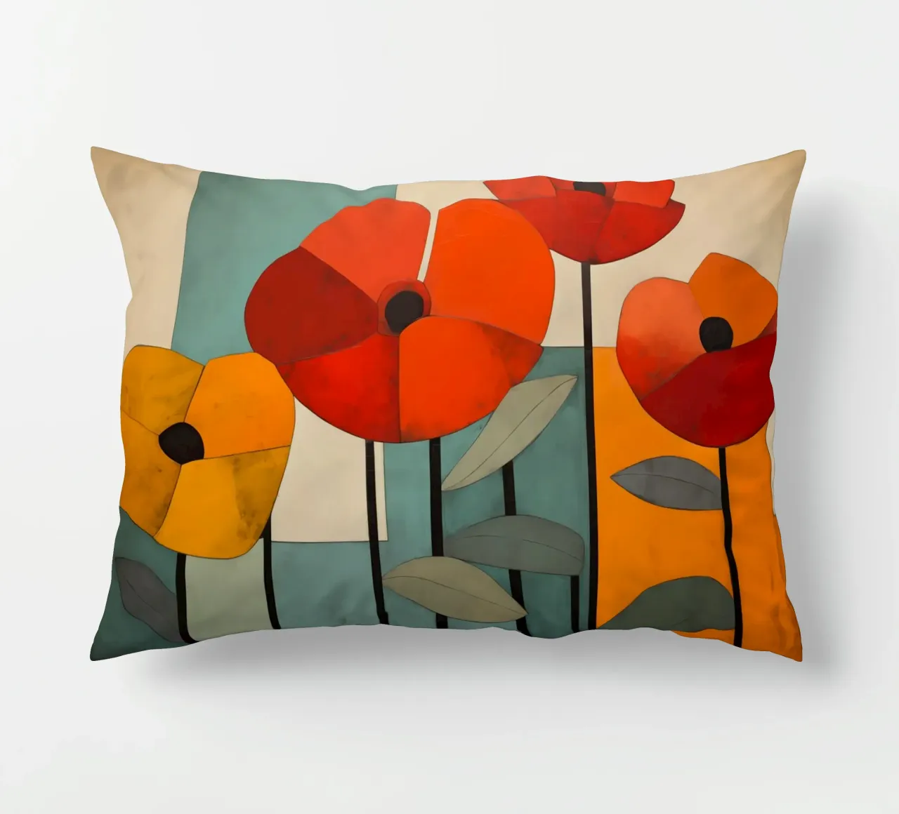 Abstract poppies decorative cushion by Imagine