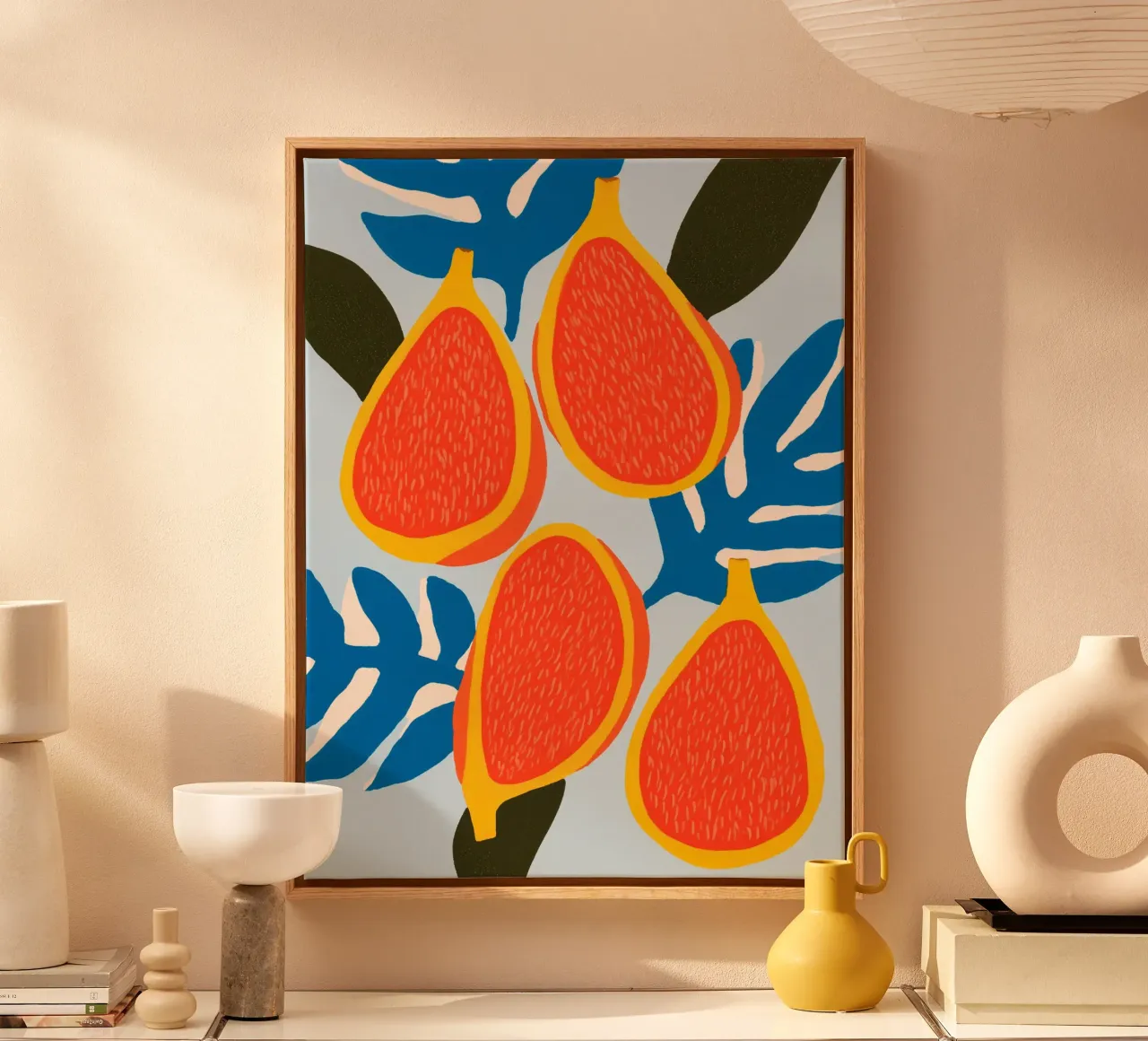 Figs | A decorative pop of colour with summery energy canvas with Floater frame by Autofocus