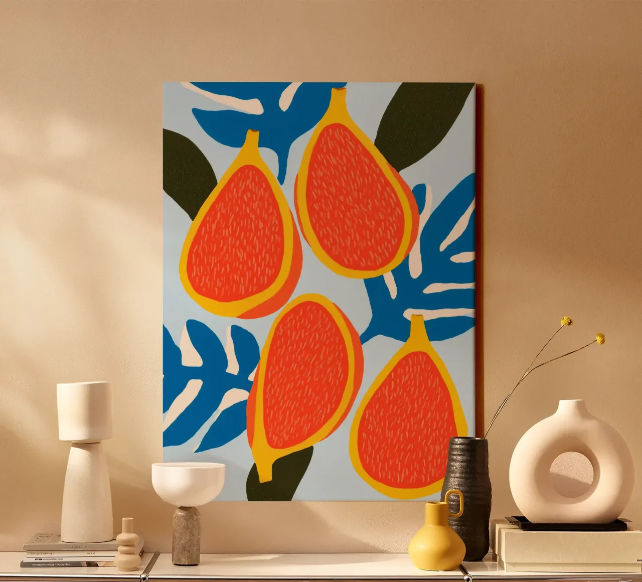 Figs | A decorative pop of colour with summery energy canvas with Floater frame by Autofocus