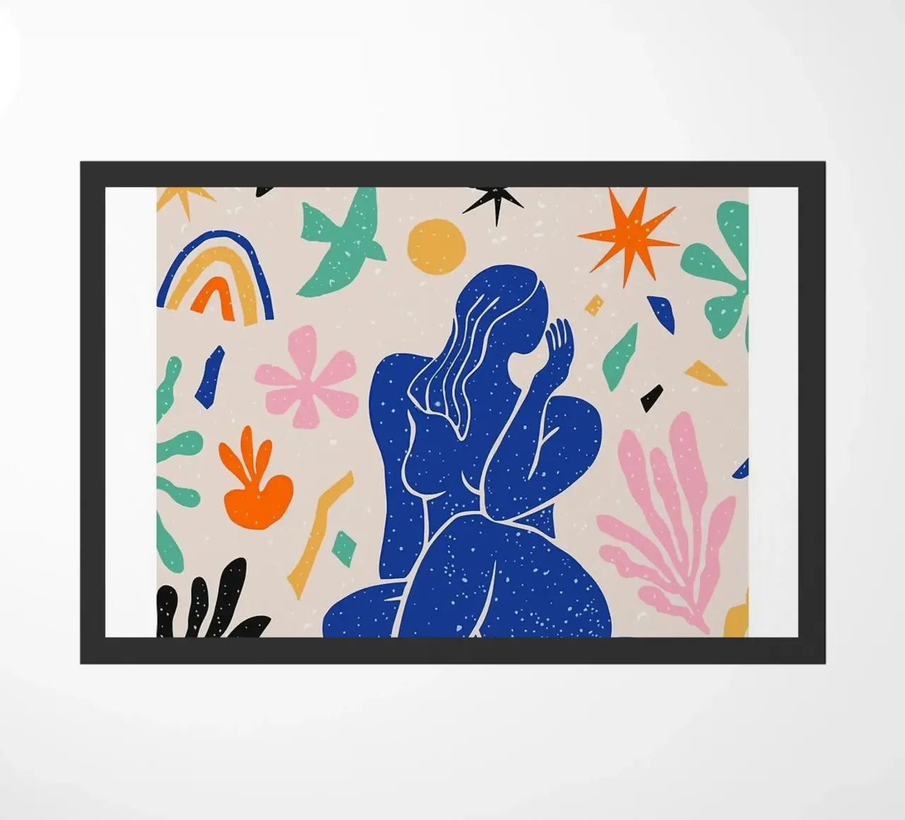 blaue Figur abstrakte Formen Fußmatte von Luke Yaeger