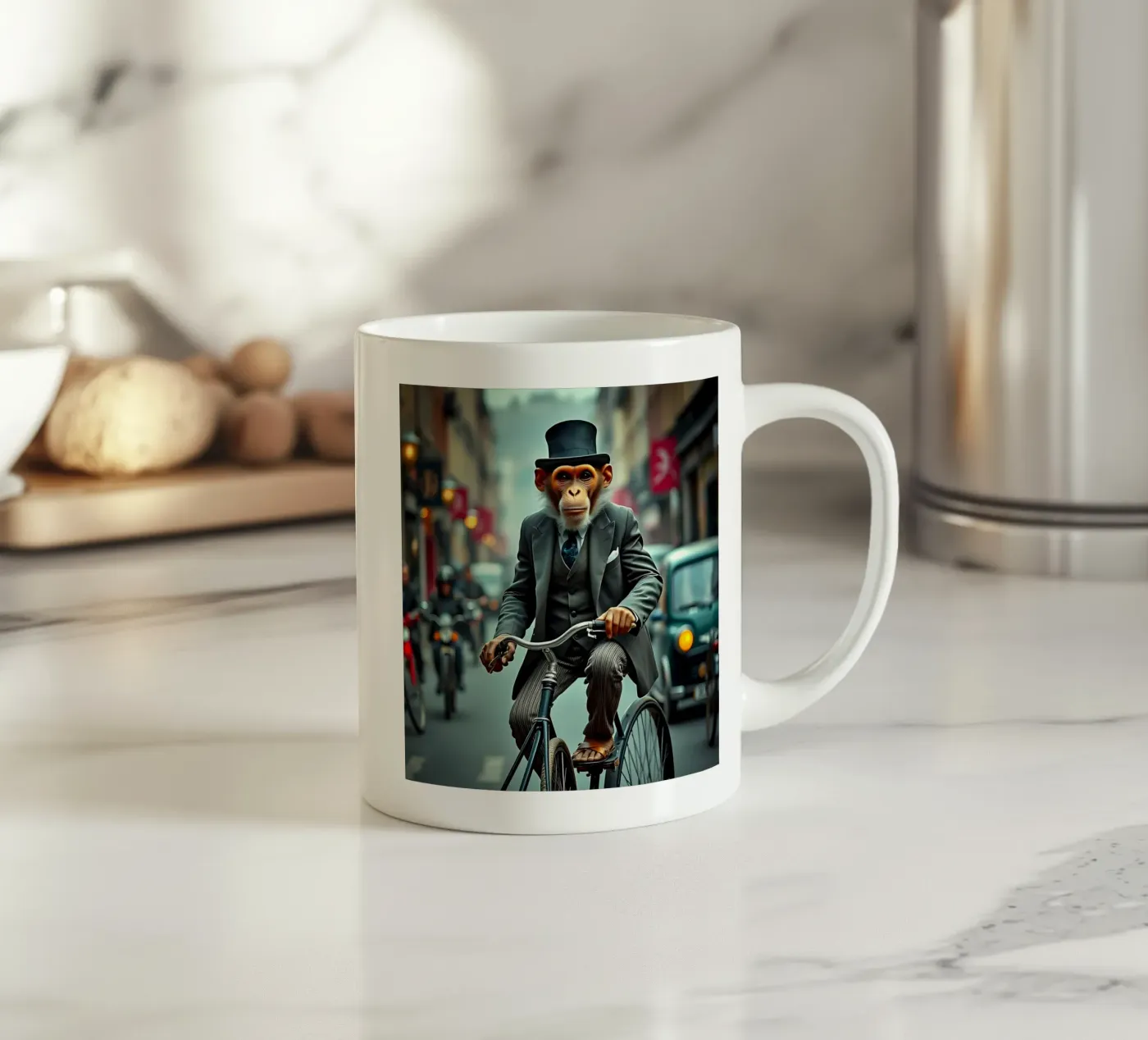 Dapper Monkey ceramic mug by Anita's Dream