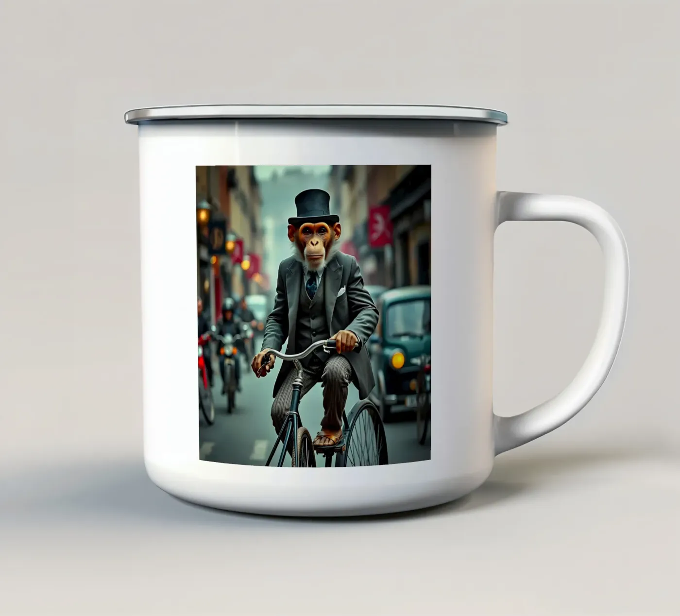 Dapper Monkey enamel mug by Anita's Dream