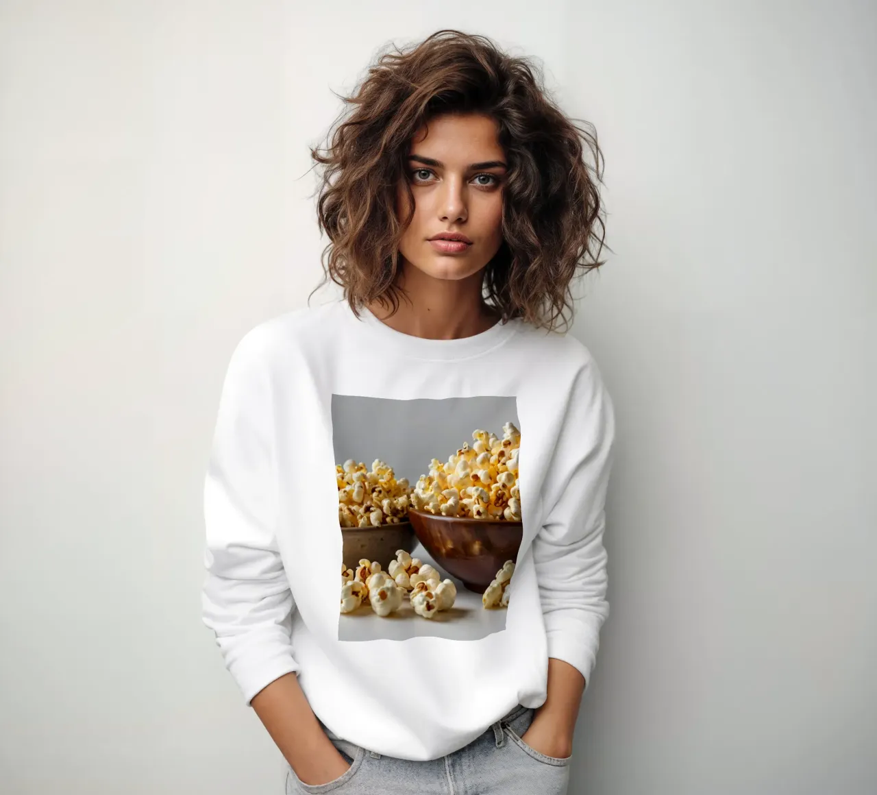 Popcorn appena sfornati serviti in ciotole di legno felpa da DesignDoodle