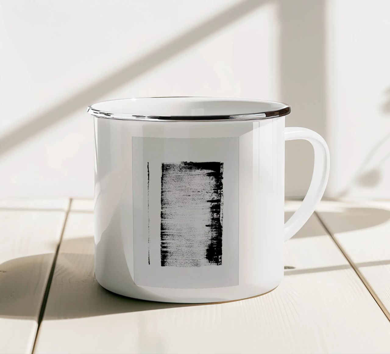 Black And White Minimal Abstract tazza in smalto da Ingrid Beddoes