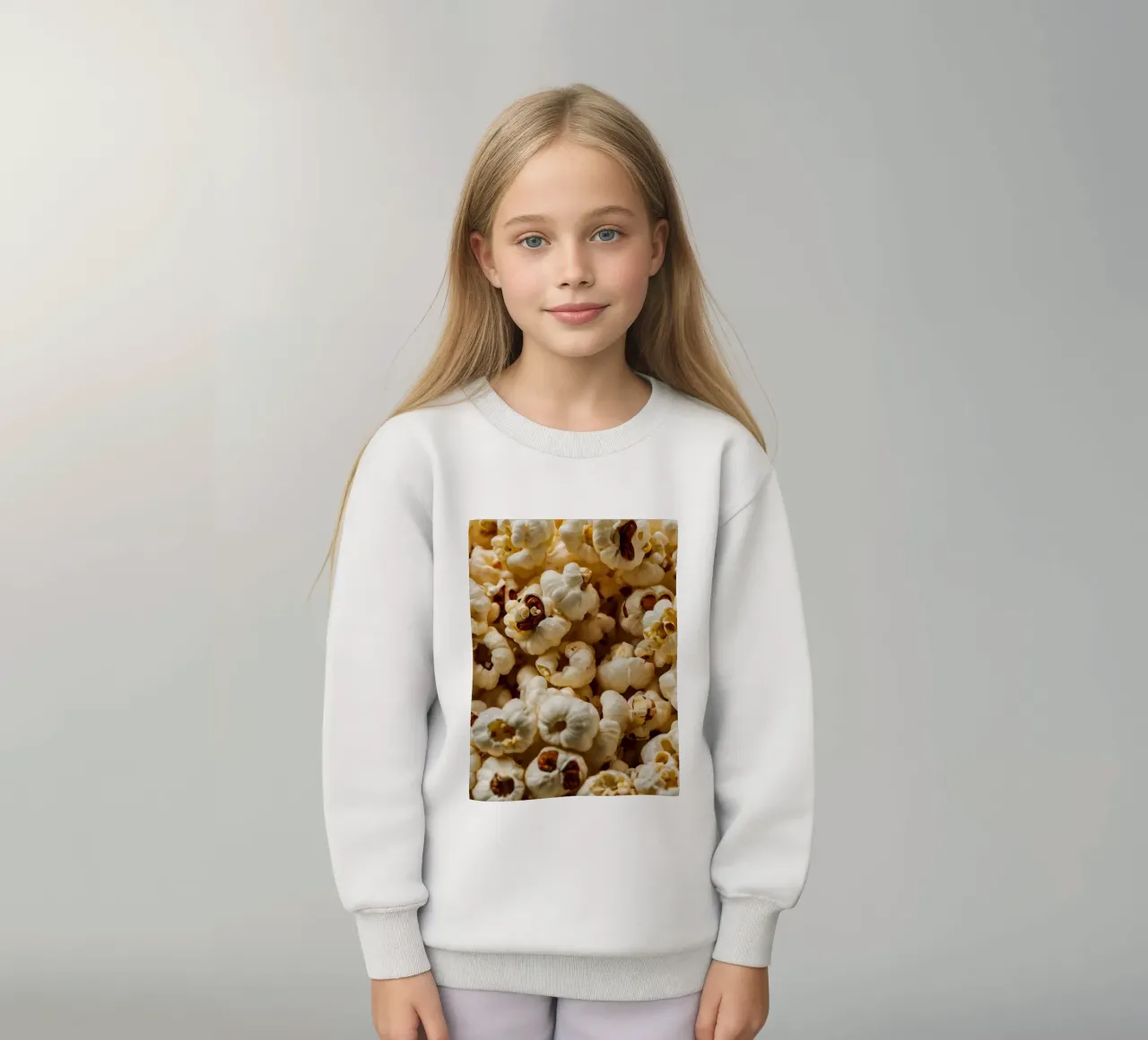Chicchi di popcorn semplici sparsi in una ciotola, pronti per uno spuntino felpa bambino da DesignDoodle