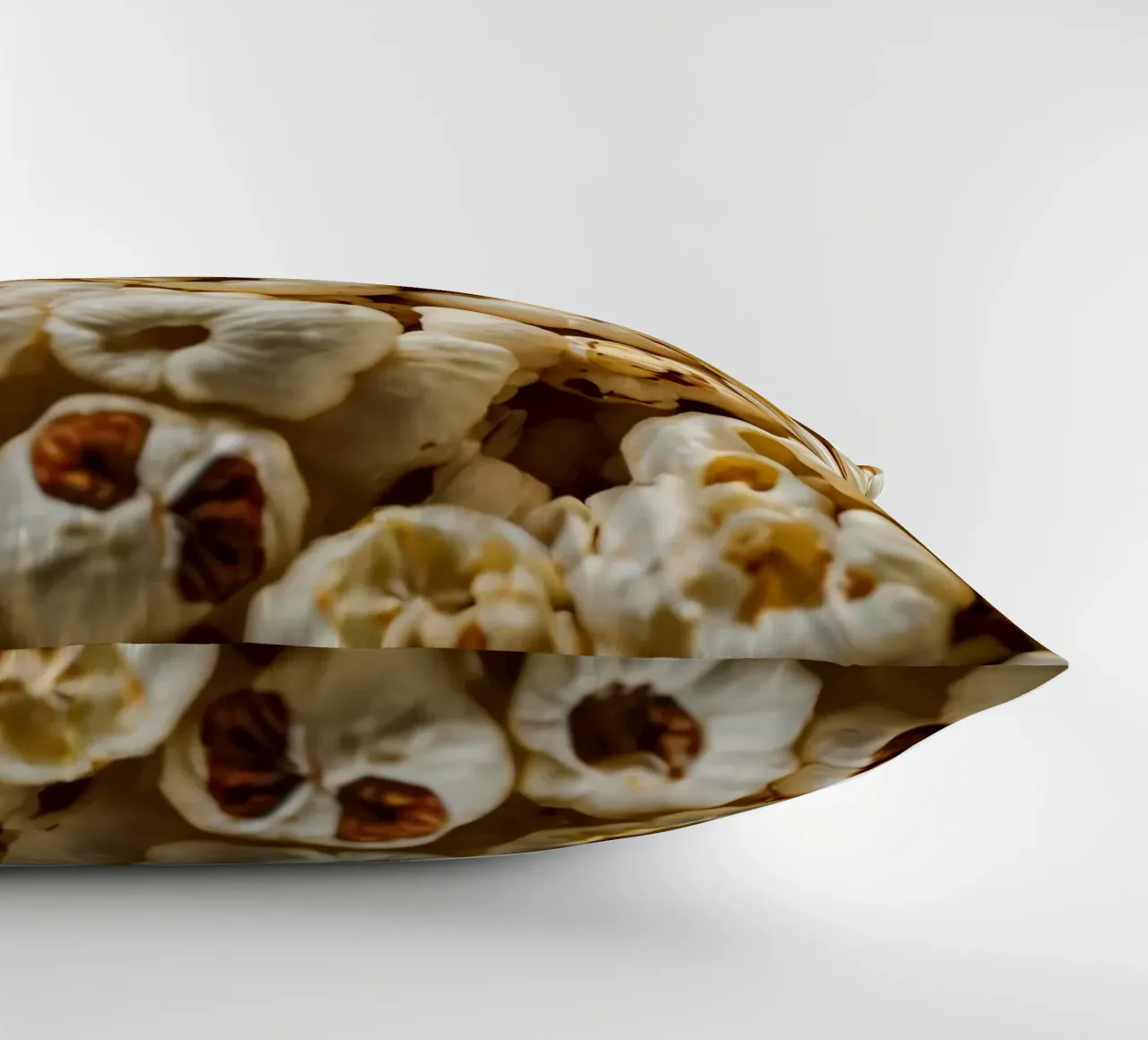 Plain popcorn kernels scattered in a bowl, ready for snackin decorative cushion by DesignDoodle