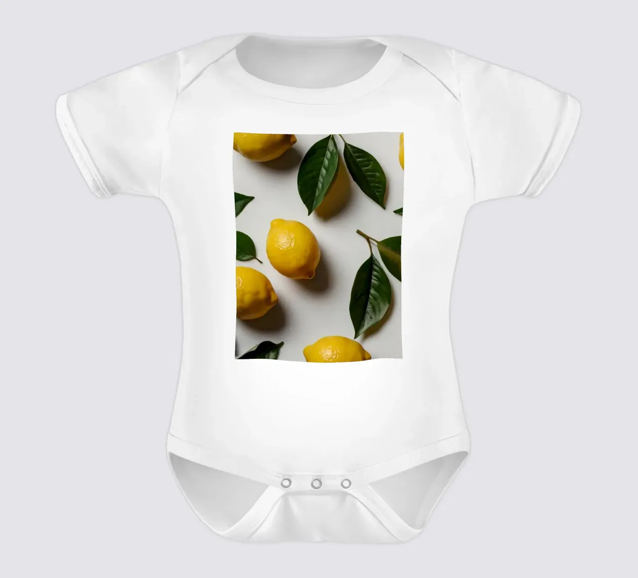 Limoni appena colti con foglie verdi disposti artisticamente. body neonato maniche corte da DesignDoodle