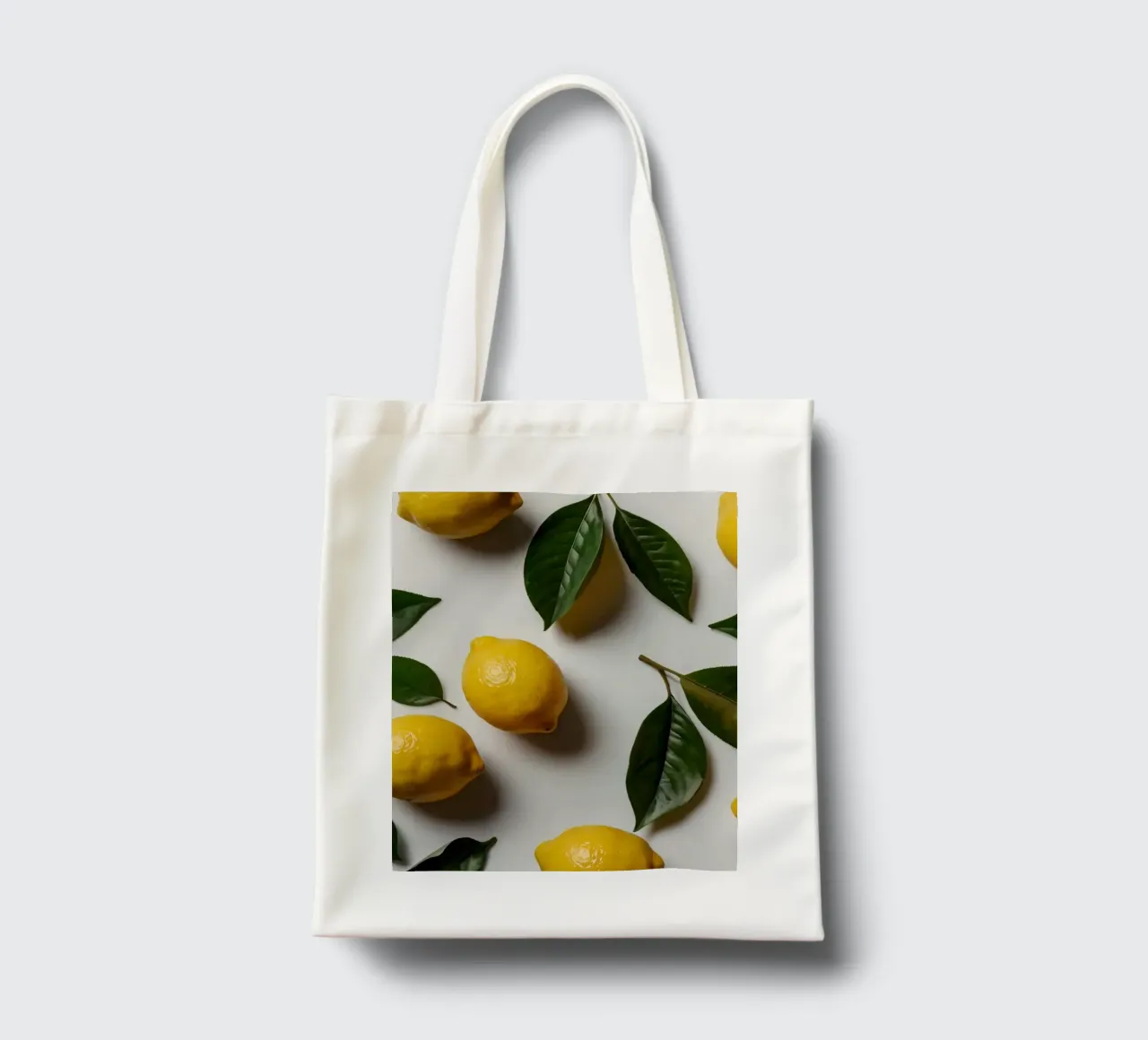 Limoni appena colti con foglie verdi disposti artisticamente. borsa in juta da DesignDoodle