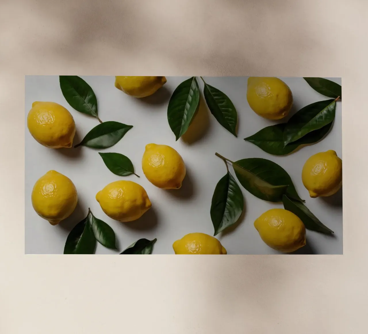 Limoni appena colti con foglie verdi disposti artisticamente. pellicola backlit da DesignDoodle