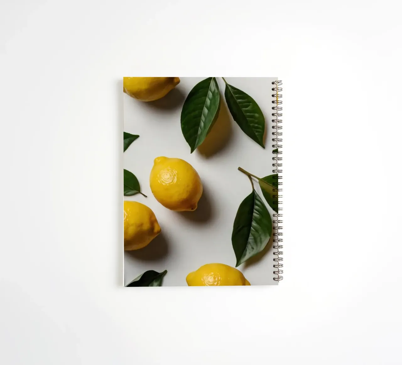Freshly picked lemons with green leaves arranged artisticall spiral notebook by DesignDoodle
