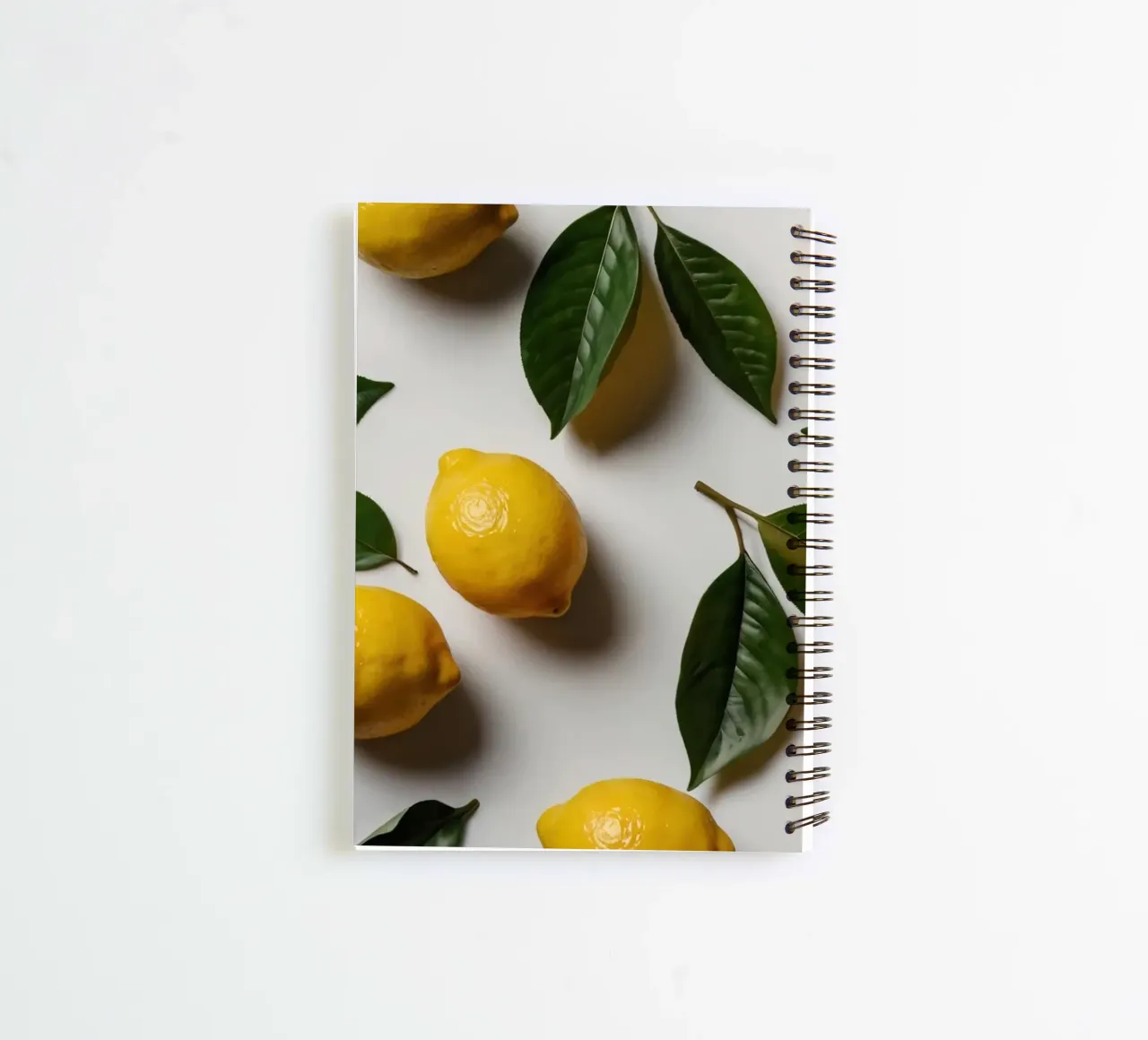 Freshly picked lemons with green leaves arranged artisticall spiral notebook by DesignDoodle