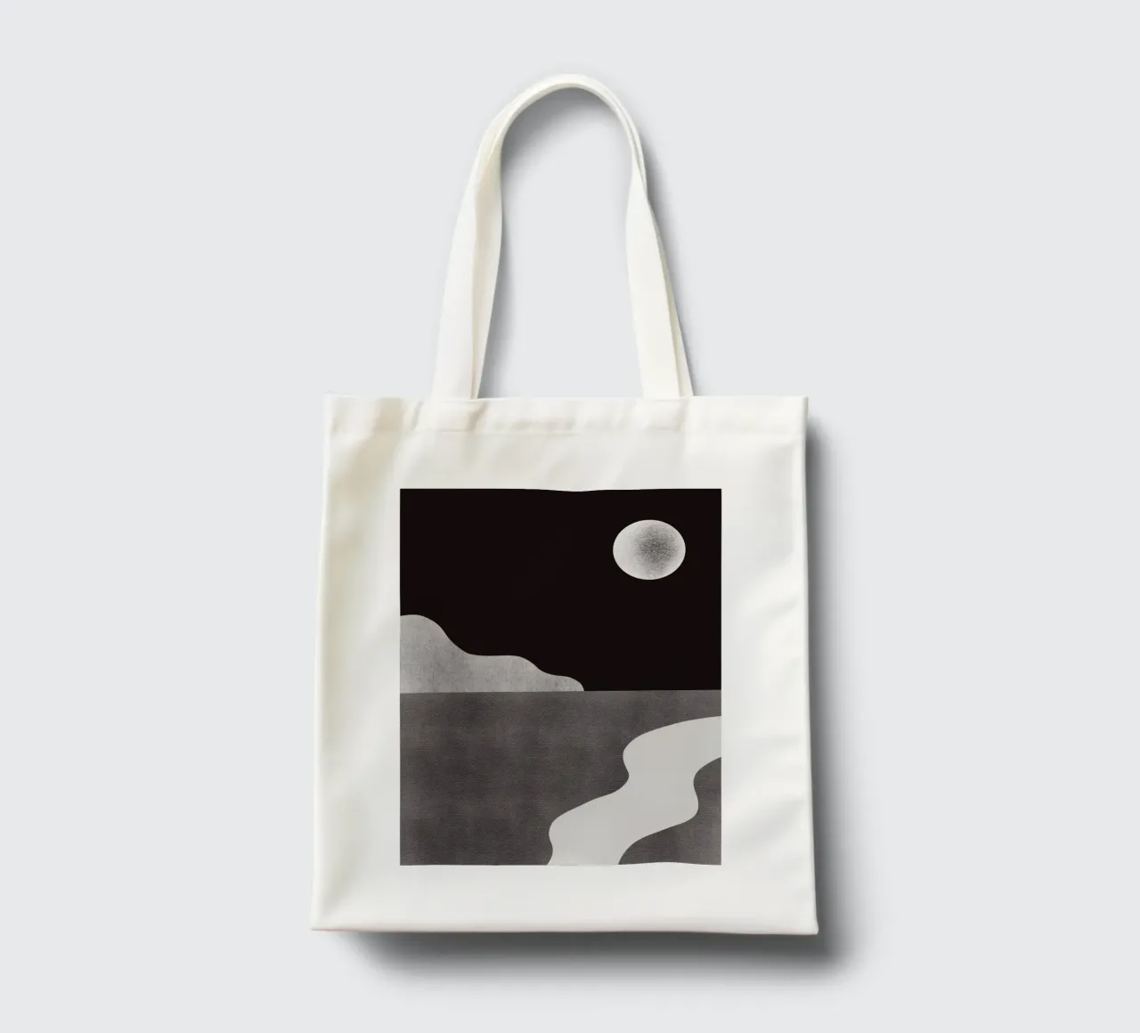 Zwart-wit landschap 02 jute draagtas van Little Dean