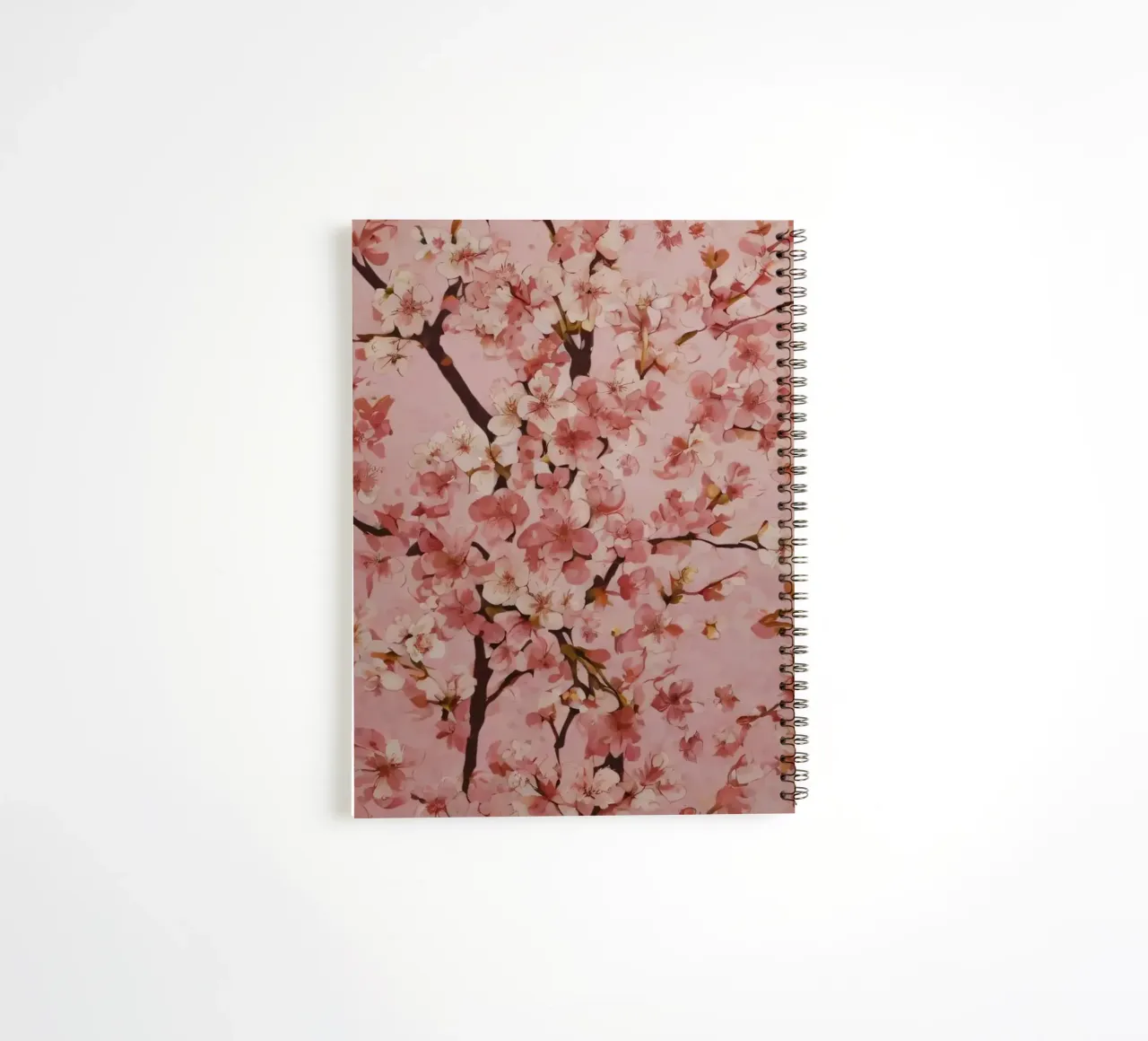Beautiful pink cherry blossom pattern on soft pink backgroun spiral notebook by DesignDoodle