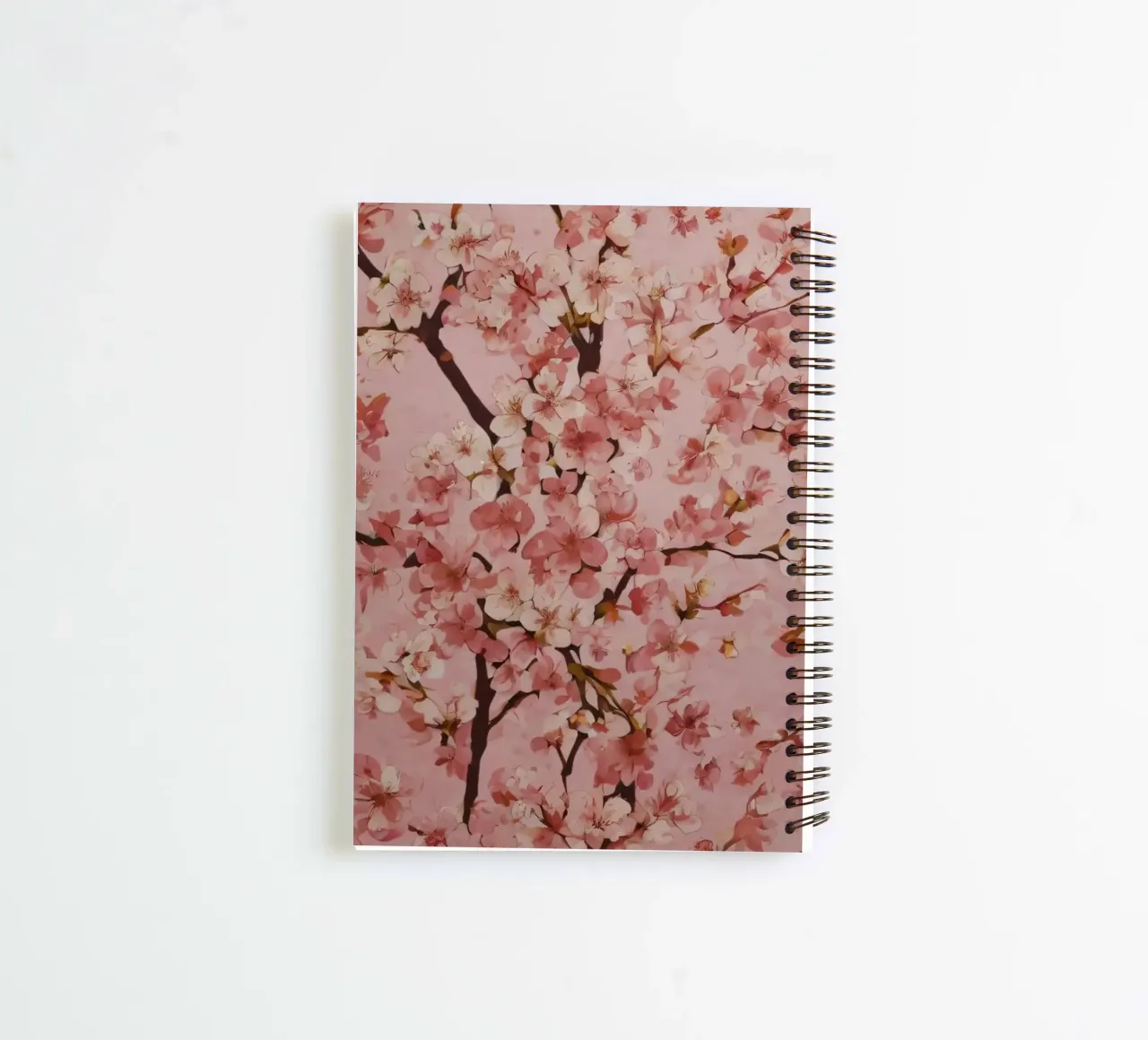 Beautiful pink cherry blossom pattern on soft pink backgroun spiral notebook by DesignDoodle