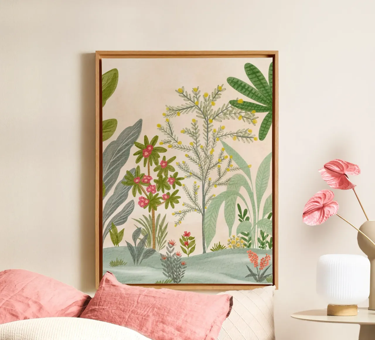 Tropischer Garten Botanicals Leinwand mit Schattenfugenrahmen von Nikitajariwala