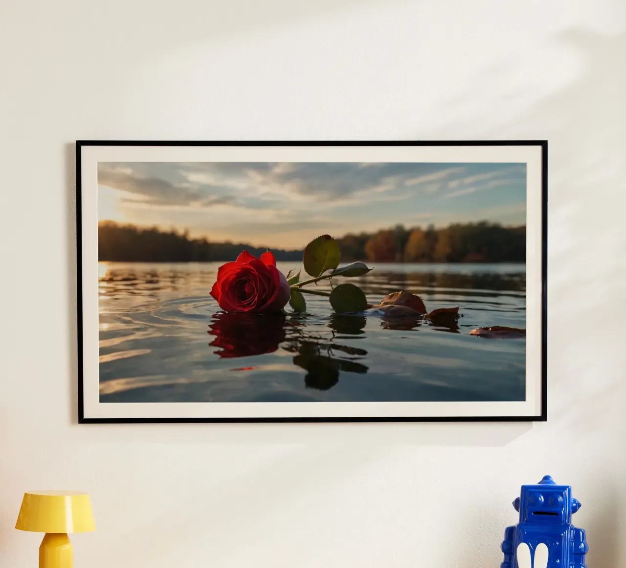 Bellissimo motivo di fiori di ciliegio rosa su rosa tenue poster con telaio in legno da DesignDoodle
