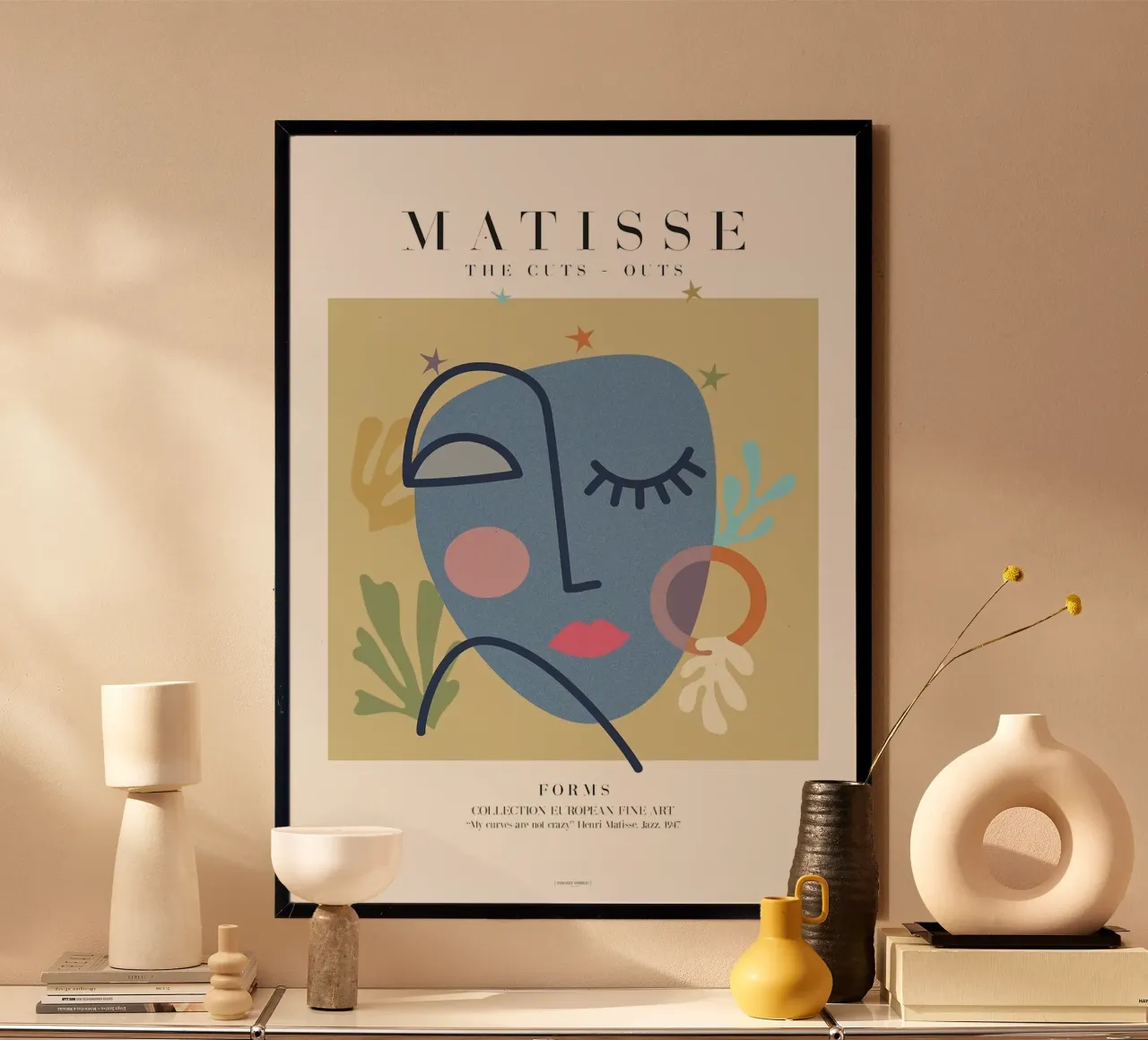 volto chiuso occhi blu volto astratto volto linee curve poster da Luke Yaeger