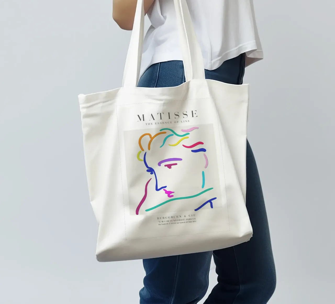 abstract elements colorful lines portrait minimalist design tote bag by Luke Yaeger