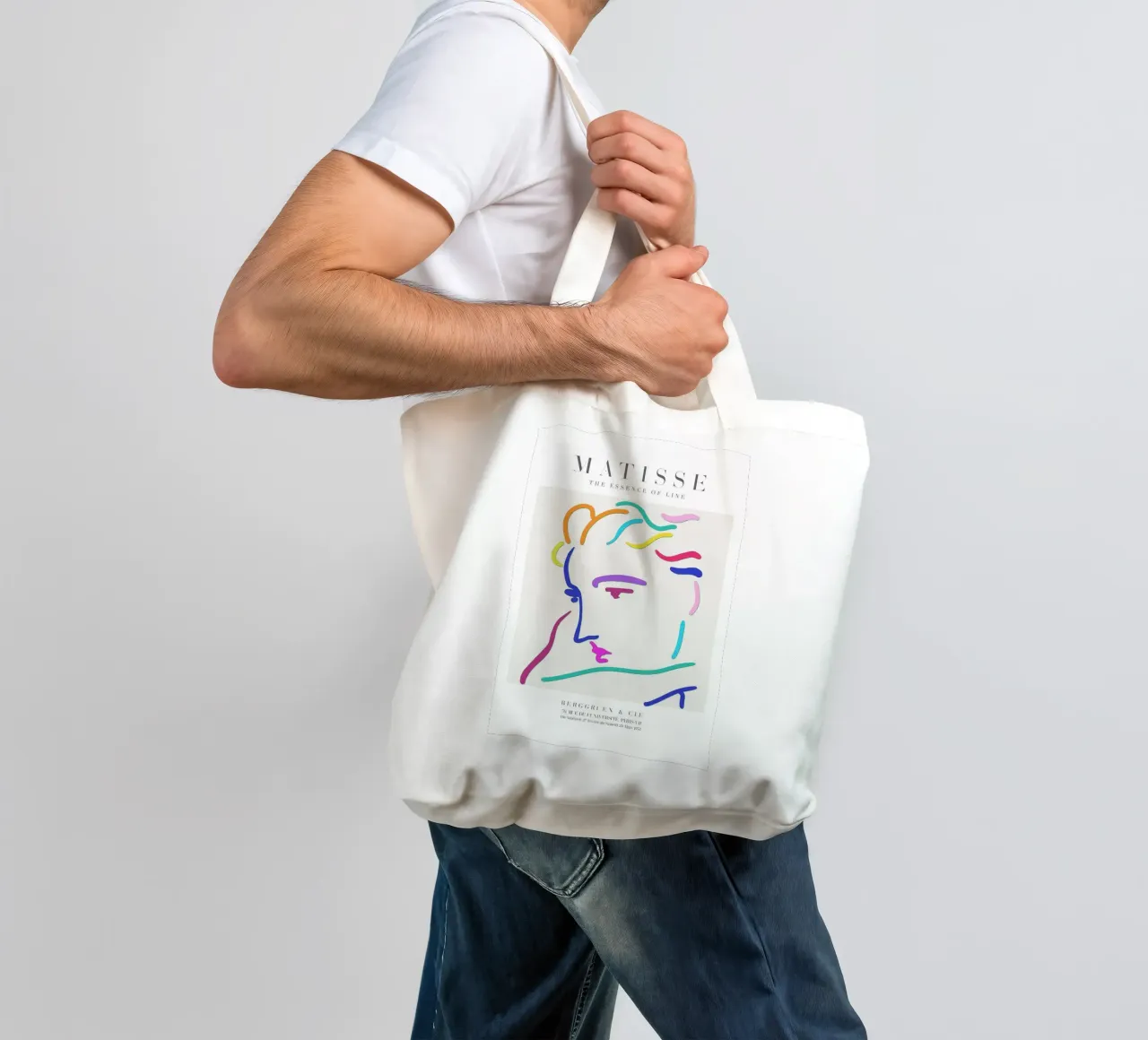 abstract elements colorful lines portrait minimalist design tote bag by Luke Yaeger