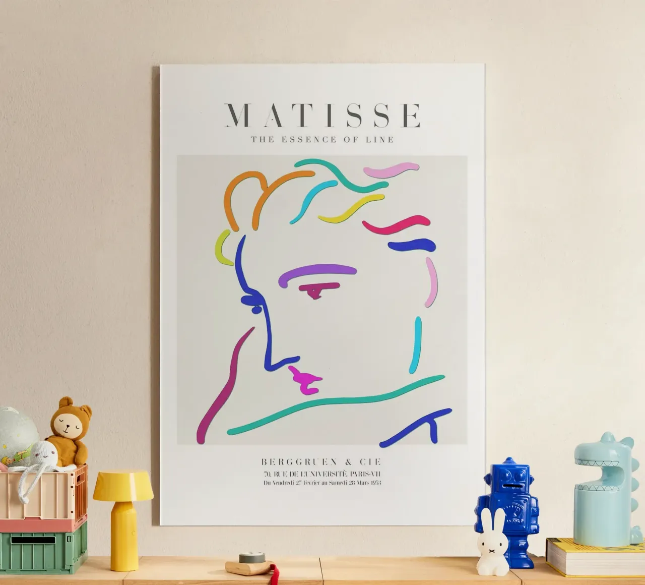 abstracte elementen kleurrijke lijnen portret minimalistisch ontwerp acryl van Luke Yaeger
