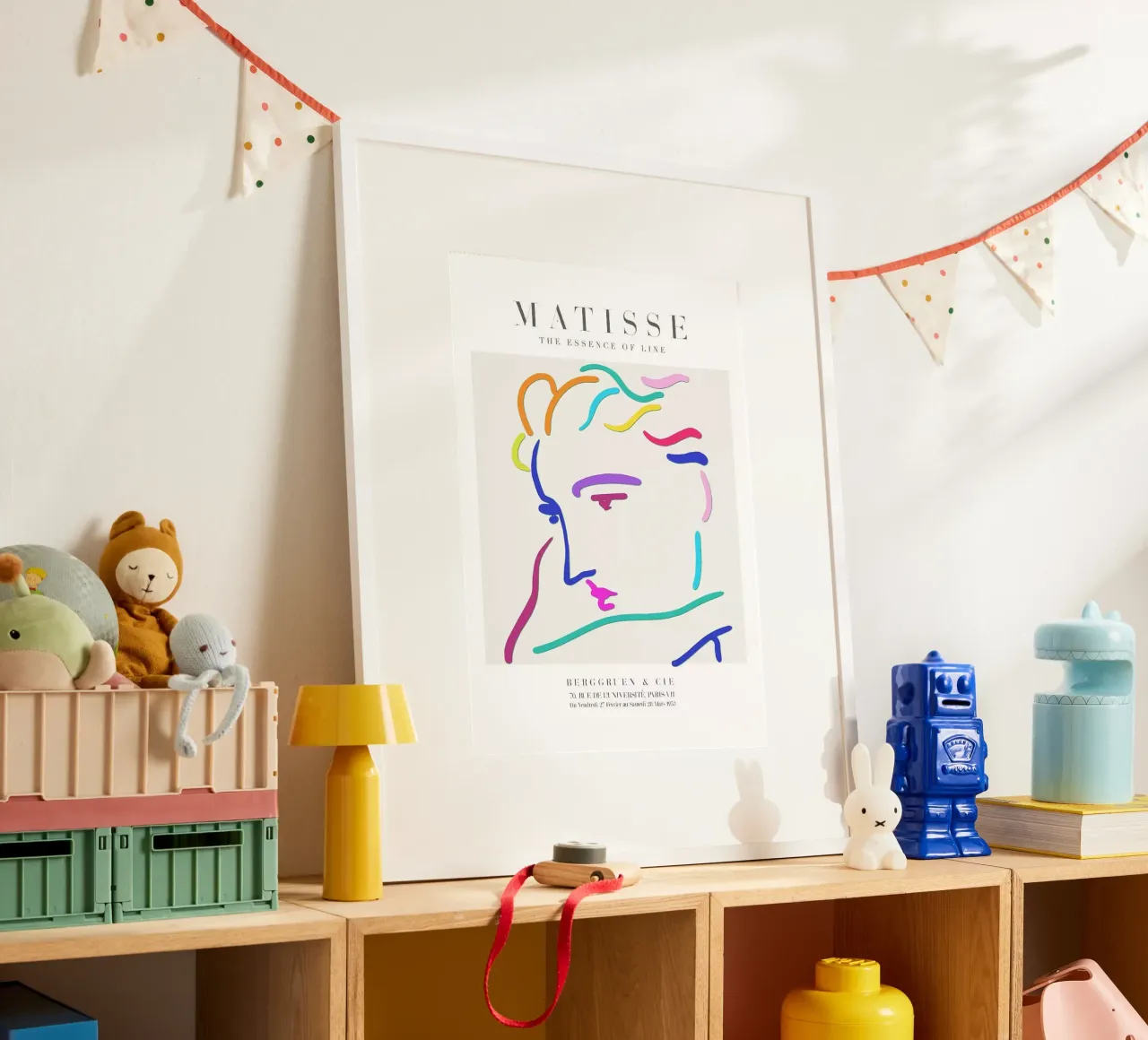 abstrakte Elemente bunte Linien Porträt minimalistisches Design Hahnemühle von Luke Yaeger