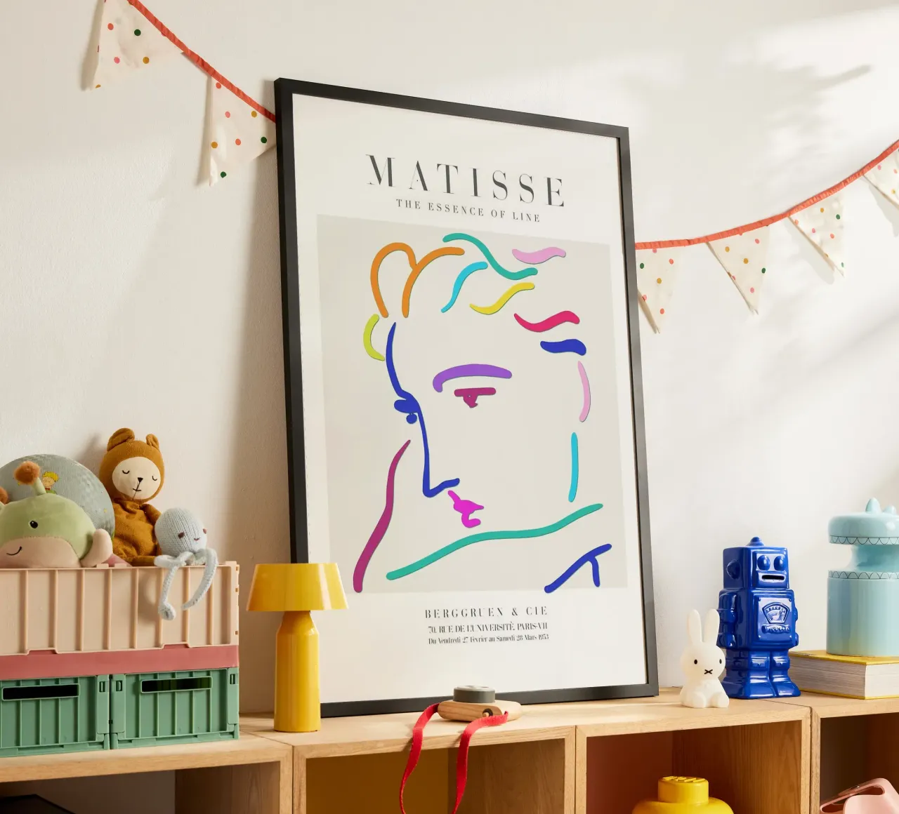 abstrakte Elemente bunte Linien Porträt minimalistisches Design Hahnemühle von Luke Yaeger