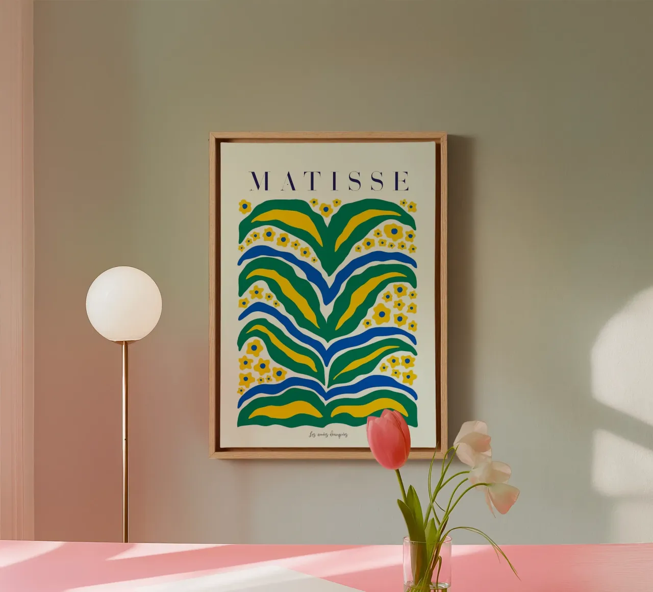 bloemen bladeren botanisch natuur bloempatroon canvas met Baklijst van Luke Yaeger