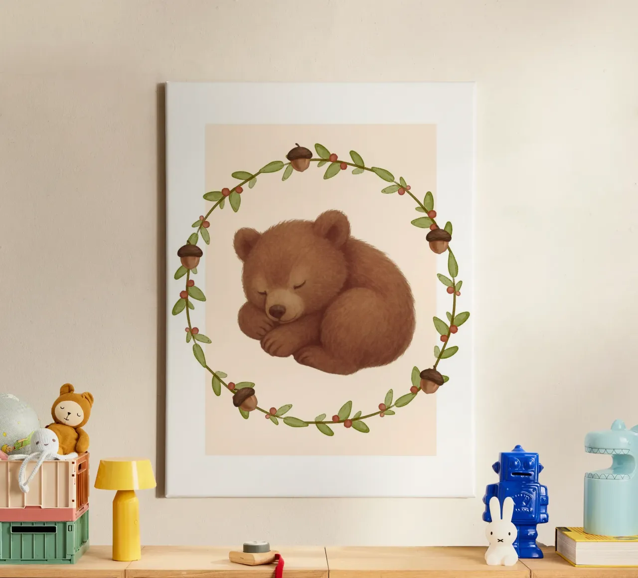 Orso addormentato tela con Cornice a cassetta da SnoopyAnimals