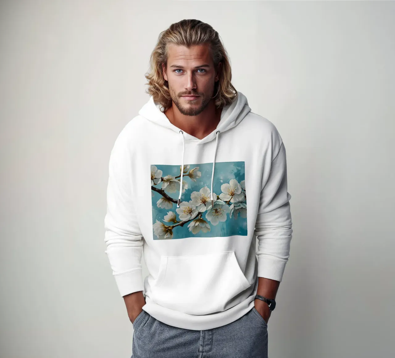 Delicati e tranquilli fiori di ciliegio bianco in fiore felpa con cappuccio da DesignDoodle