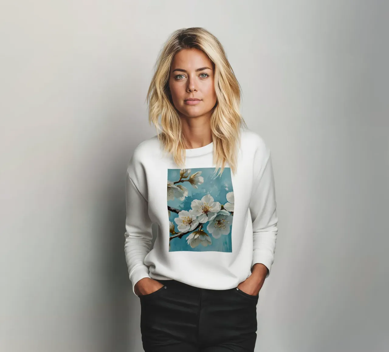 Delicati e tranquilli fiori di ciliegio bianco in fiore felpa da DesignDoodle