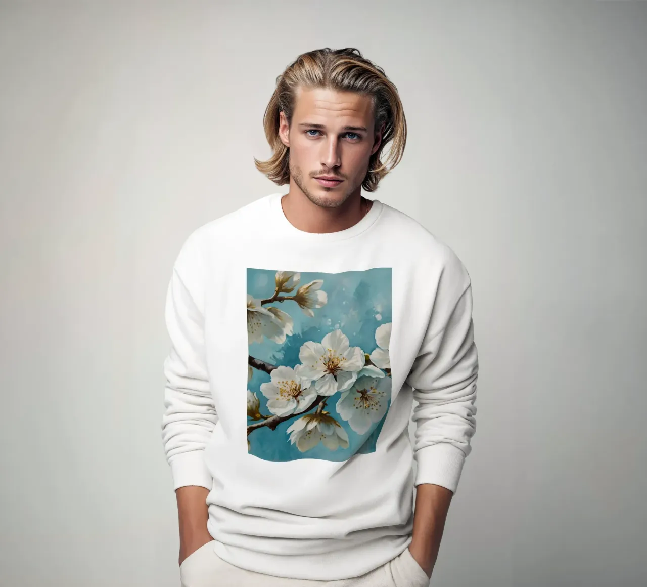 Delicati e tranquilli fiori di ciliegio bianco in fiore felpa da DesignDoodle