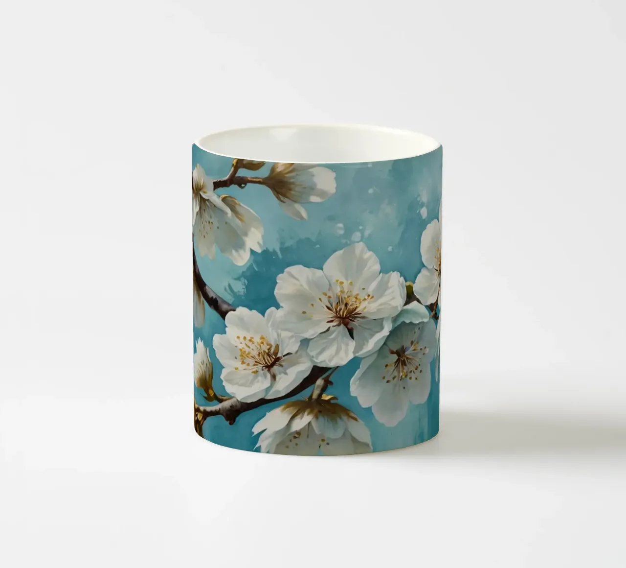 Delicati e tranquilli fiori di ciliegio bianco in fiore tazza in ceramica da DesignDoodle