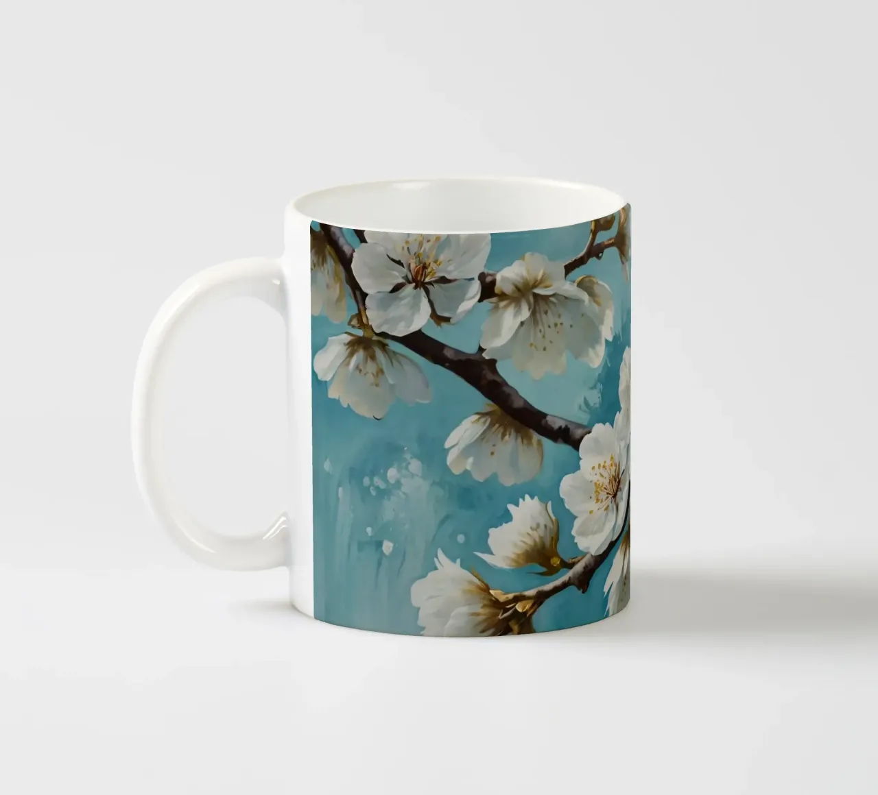 Delicati e tranquilli fiori di ciliegio bianco in fiore tazza in ceramica da DesignDoodle