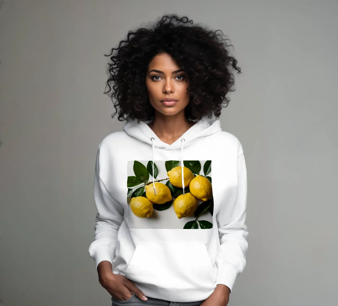 Limoni appena raccolti disposti con foglie verdi felpa con cappuccio da DesignDoodle
